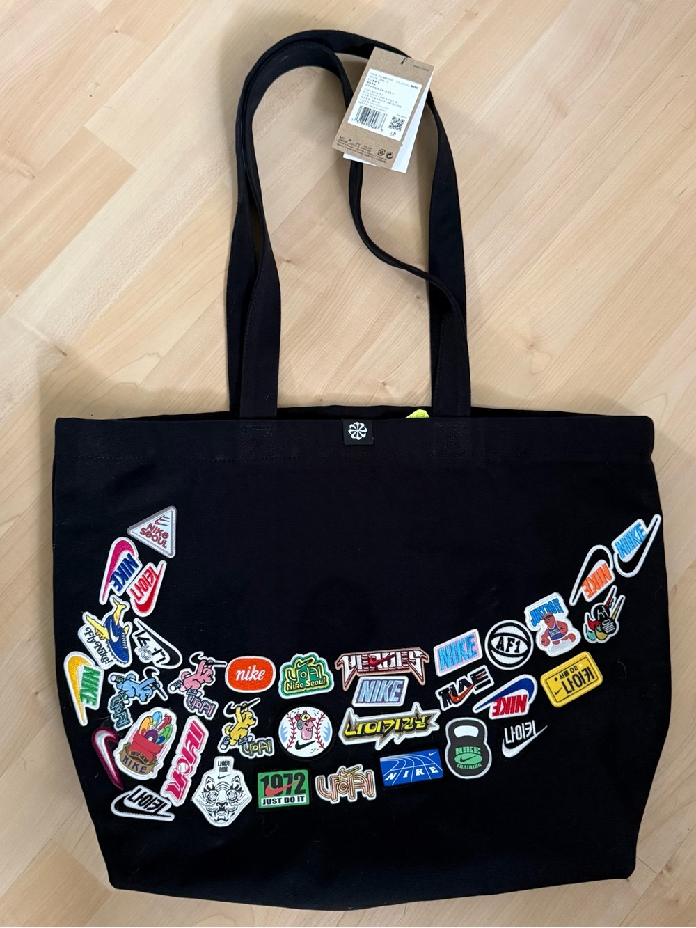 Custom Nike Black Canvas Tote with Patches